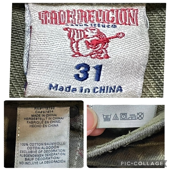 True Religion Men’s Green Tie Dye Acid Wash Straight Jeans Pants Waist 34** - Picture 3 of 16